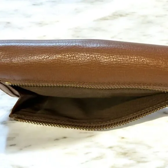 Chloe LILY Long Wallet Bifold Soft Brown Nappa Leather Silver Ribbon Bowtie Snap - Picture 6 of 16